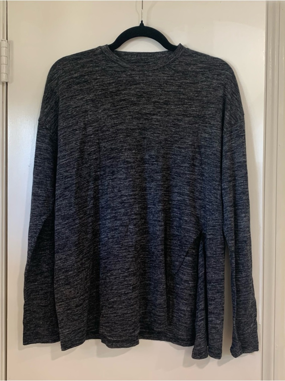 Isabel Marant Etoile Marled Gray Long Sleeve Shirt Side Slit Linen Wool Med 38